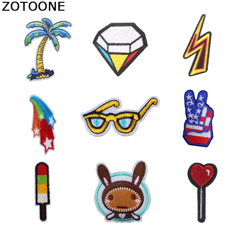 

ZOTOONE Diy Patch Stripes for Clothes Iron on Patches for Clothing 1pcs Embroidery Animal Heart Applique Sticker on Clothes E