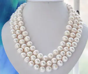 

Free shipping@@@@@ Natural 10-11MM WHITE FRESHWATER Cultured PEARL NECKLACE 54