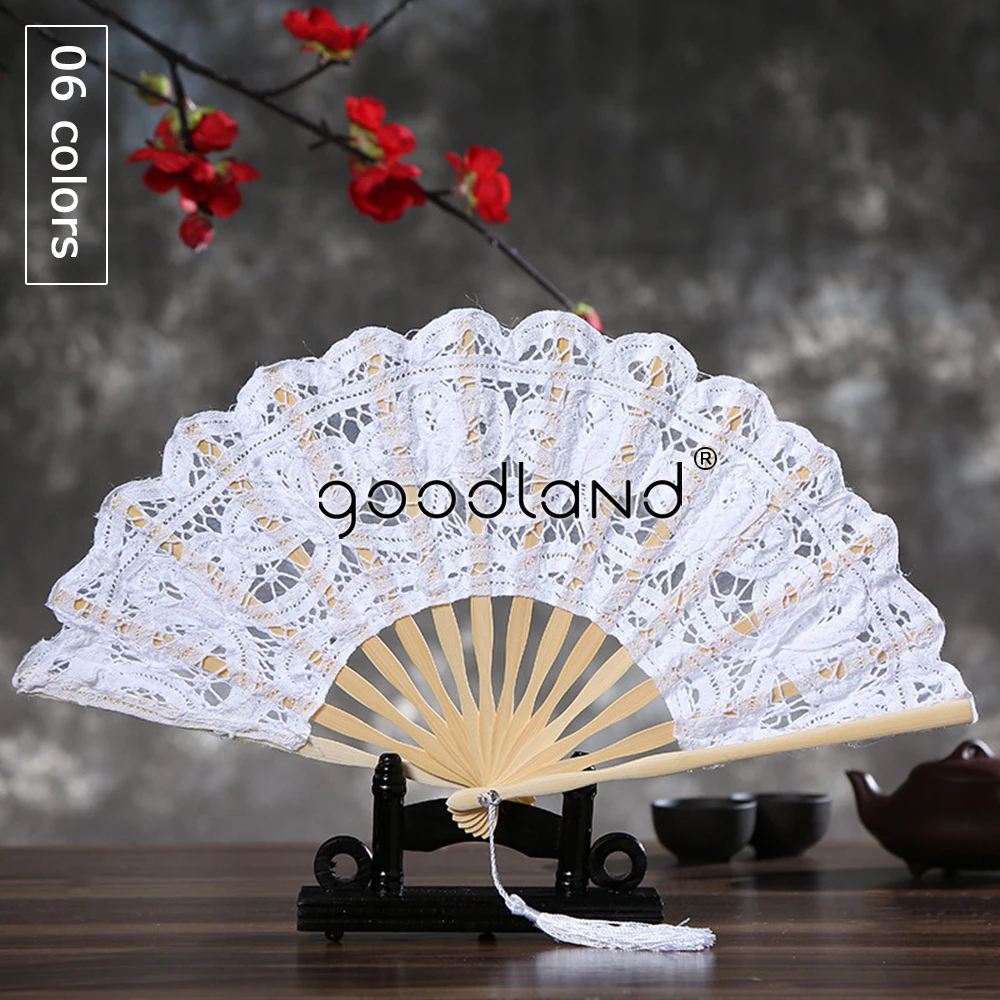 Free Shipping 1pcs mufti-colors Spain Victorian Battenburg Lace Hand Fan for Wedding Gift