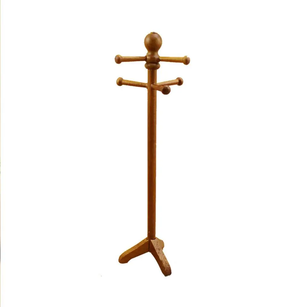 

Mini Coffee Color Coat Rack Toy for 1:12 Doll House Decoration
