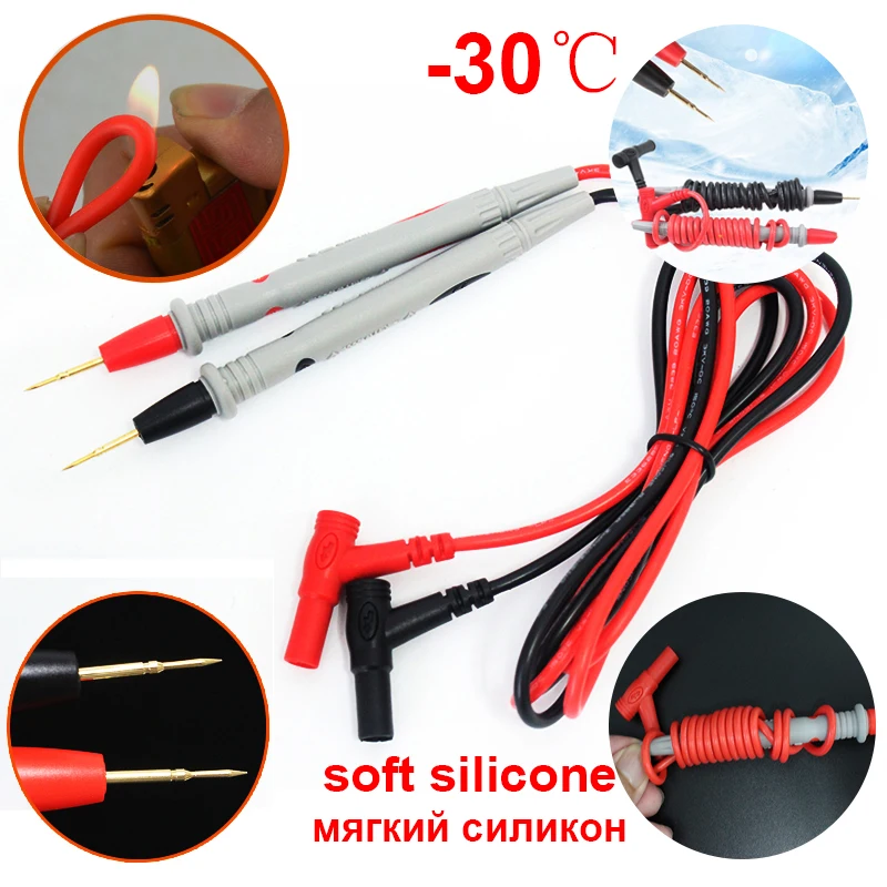 

1 Pair Digital Multimeter Universal Test Lead Probe Cable Needle Tip Silicone wire Universal Probe 1000V 20A 110cm