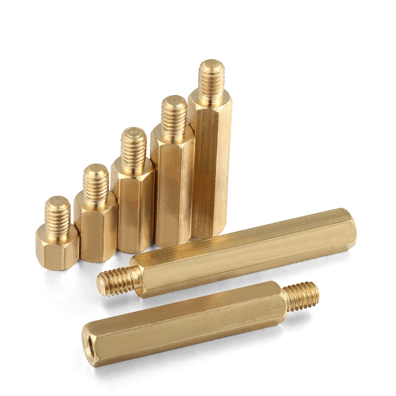 M221 M2 Studs Thread Round Pillars Double-Pass Brass Copper Standoff Spacers for Computer Circuit Board 100Pcs Hex Brass PCB Motherboard Spacer Standoff 
