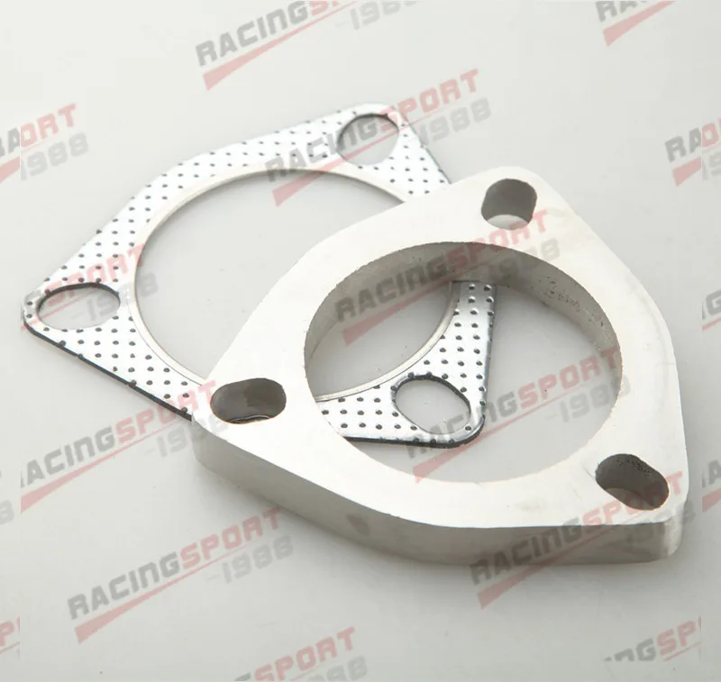 A Set Of 3" 3-Bolt Exhaust Flange And Exhaust Gasket For 3 Bolt Flange