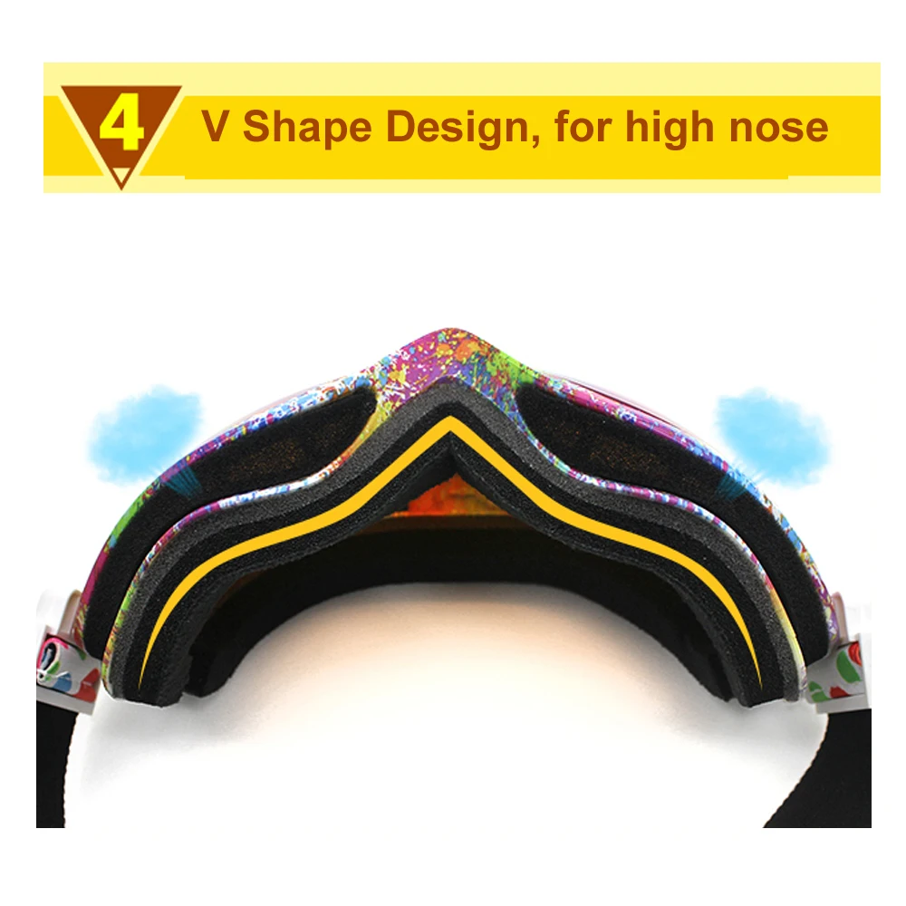 الجليد نظارات مكافحة الضباب uv400 ، الرجال النساء مراهقون تزلج نظارات العدسات المزدوجة المضادة للخدش