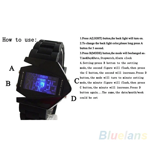 Горячие Продажи СВЕТОДИОДНЫЙ Дисплей часы Цифровые мужчины спорт военная