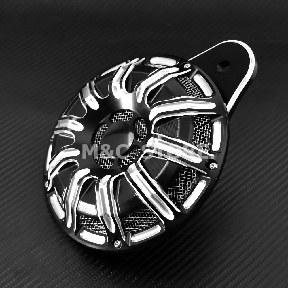  CNC Black Chrome Horn Cover Kit For Harley Sportster XL 07-17 18 Touring Big Twin Cam 1991-14 15 16