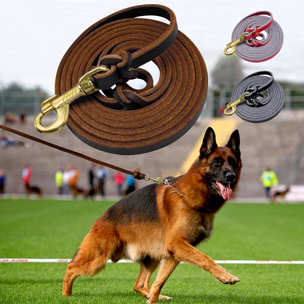 

Dog Leash Leather Pet Walking Training Dog Lead Running Leashes Belt For Medium Large Dogs German Shepherd 1.5m/2.5m Long