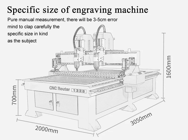 ЧПУ 1325 3.2KW двойная машина гравировка головы