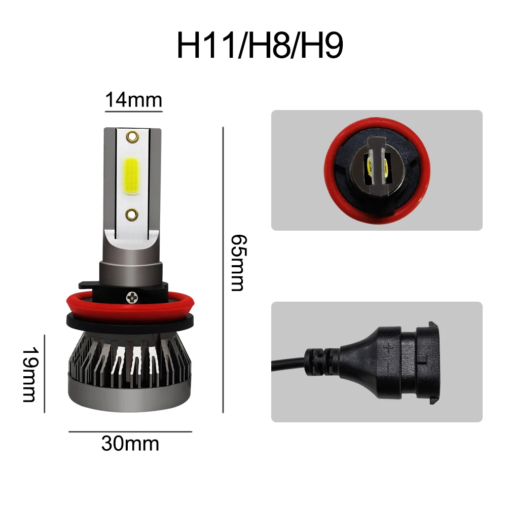 Yamyff мини H7 светодиодный H4 Автомобильные фары лампы H1 светодиодный фар H11 H8 H9 9005 HB3 9006 6000LM COB авто фары 12V 6500K автомобильный противотуманный фонарь