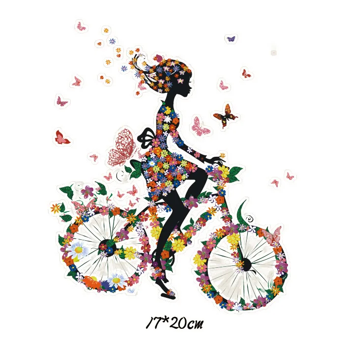 Цветок велосипед теплопередачи железа на патчи для футболки DIY ремесла Наклейки Аппликации для одежды декоративные аппликации 47051 - Цвет: A