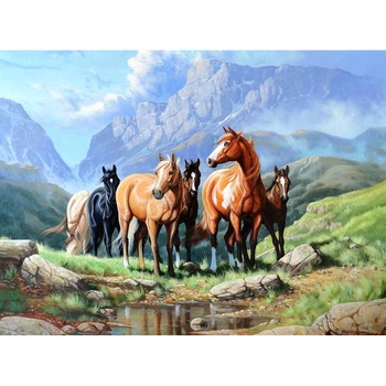 

Full Square/Round Drill 5D DIY Diamond Painting "horse on the grass" 3D Embroidery Cross Stitch 5D Rhinestone Decor Gift
