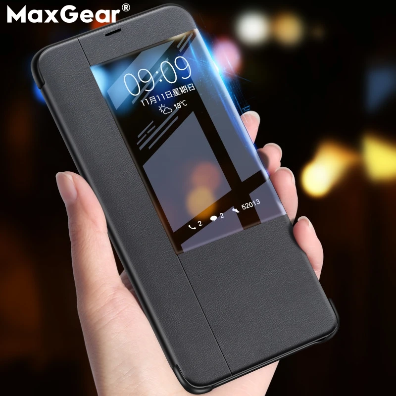 

For Huawei P20 Pro Luxury Phone Case Leather Mirror Smart Flip Cover Window View Phone Cases Para Huawei Mate 20 20X X Pro Lite