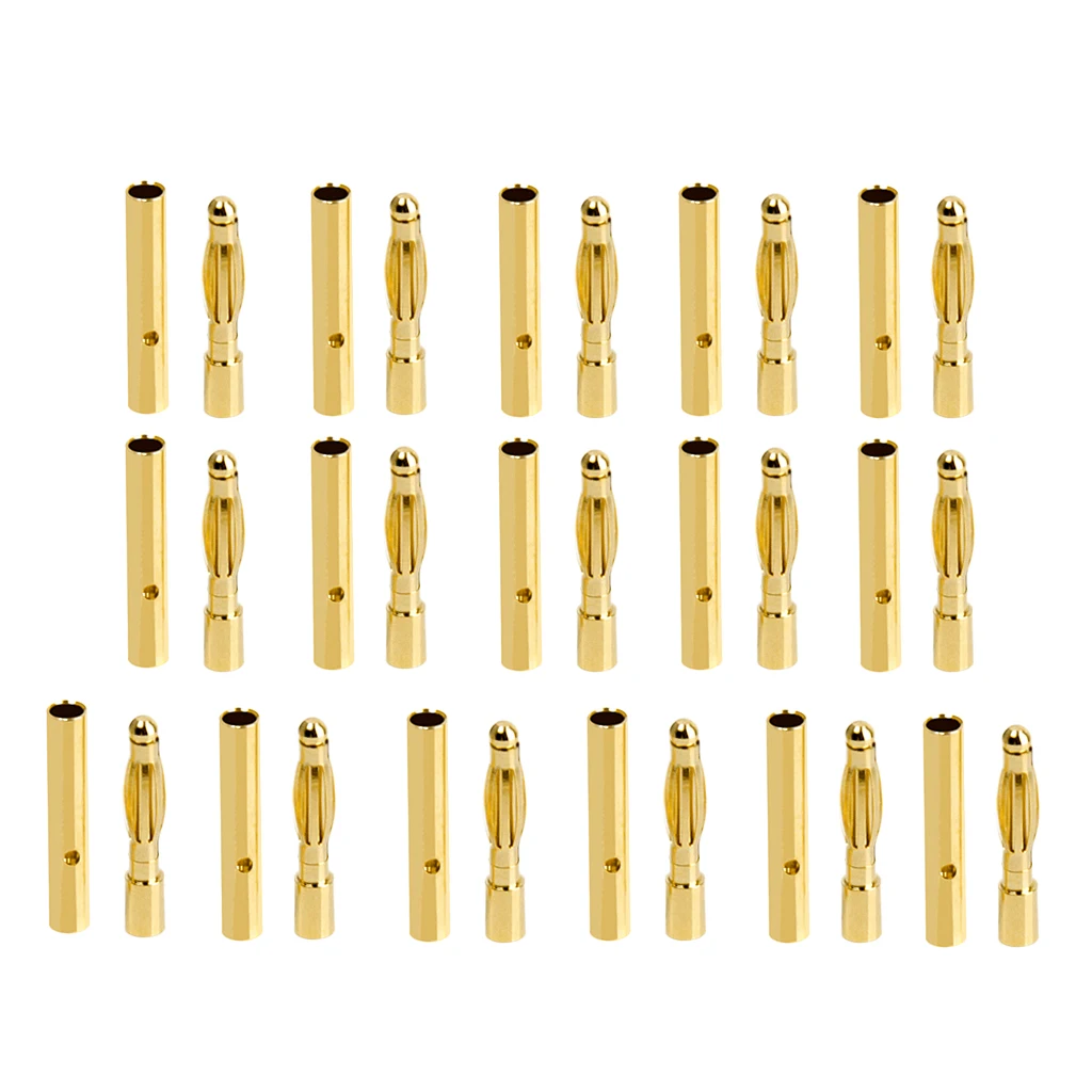 Set of 40PCS Low Resistance 2mm Gold-plated Banana Plug Motor Electronic Connector Male Female
