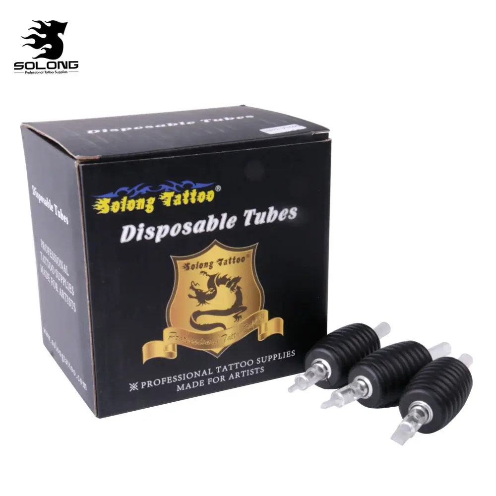 

Solong 15pcs Sterilized Disposable Tattoo Tube Rubber Soft Black Grip For Tattoo Equipment Machine Supplies 1.2" 30MM G601A