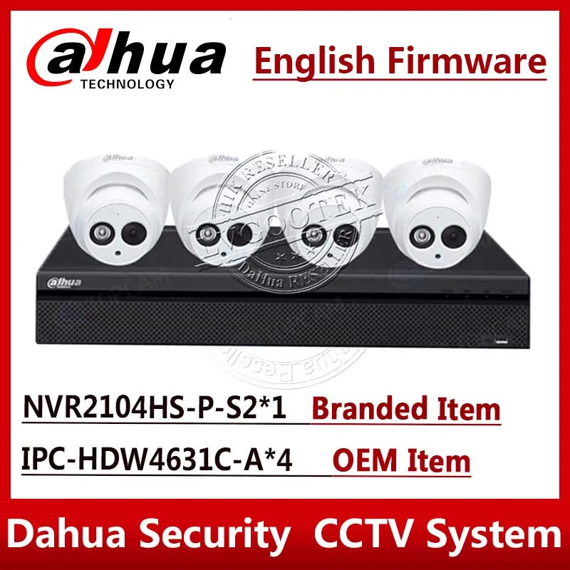 

EXPRESS Shipping Dahua Security Camera System 6MP IP camera IPC-HDW4631C-A & 4ch 4POE NVR2104HS-P-S2 Surveillance P2P Systems