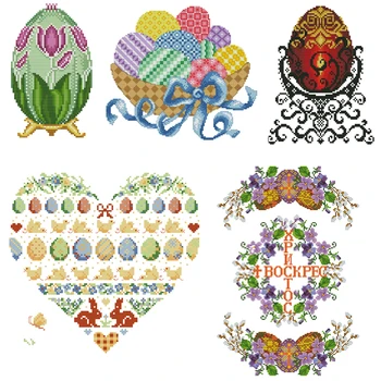 

Joy Sunday Easter Colored Egg Series Counted 14CT and 11CT Cross Stitch Kits DIY Hand For Embroidery Home Decor Needlework Set