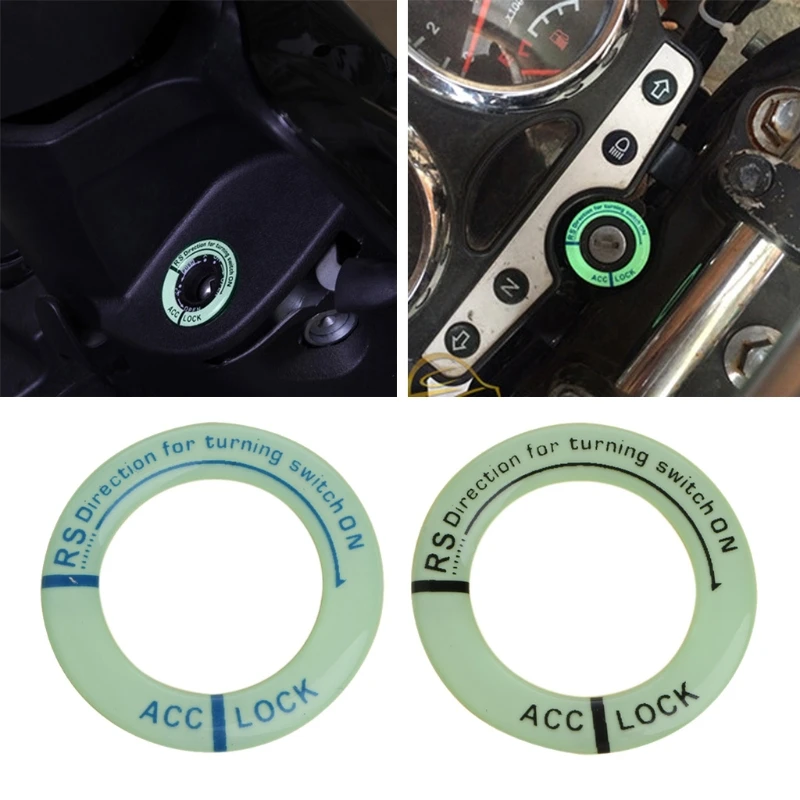

Car Glow Key Ring Hole Sticker Lumunous Ignition Switch Cover Motorcycle Decal #1 #kui