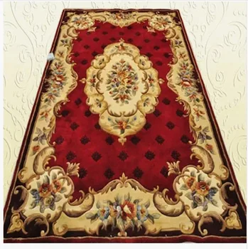 

European Acrylic Large size carpets Hand carved Floral rugs for Parlor Living room Bedroom Large size Thick Red Carpets