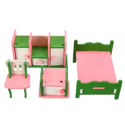 1 комплект кукольный дом Миниатюрный спальня комплект деревянной мебели дети ролевые игры игрушечные лошадки