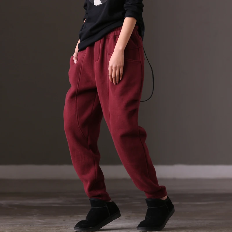 Femmes K982b Pantalon Coréenne Version Black Et Élastique Lâche De Blue Épais purple Hiver Taille the n8nxrv5w