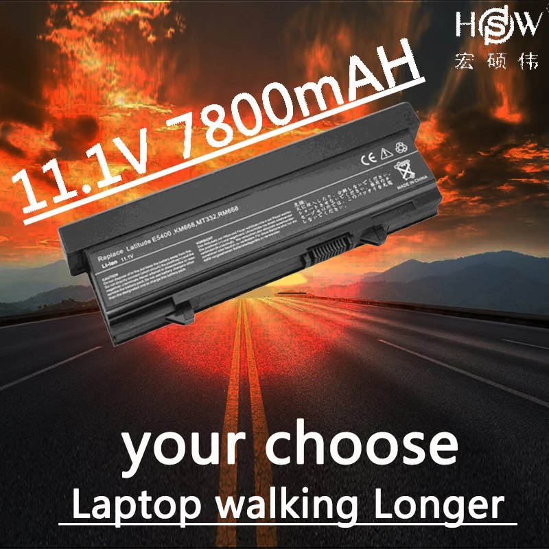 

HSW 7800MAH new 9Cell Laptop battery for DELL Latitude E5400 E5500 E5410 E5510 KM742 KM752 MT186 MT187 bateria akku