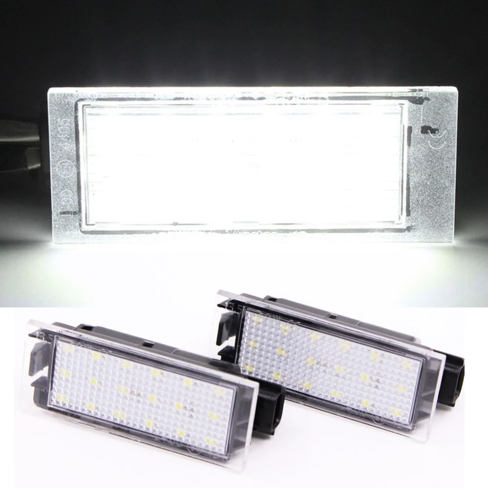 

2pcs 12V Car LED License Plate Light Exterior Accessories for Renault Megane Clio Twingo Grandtour Laguna Vel Satis Master