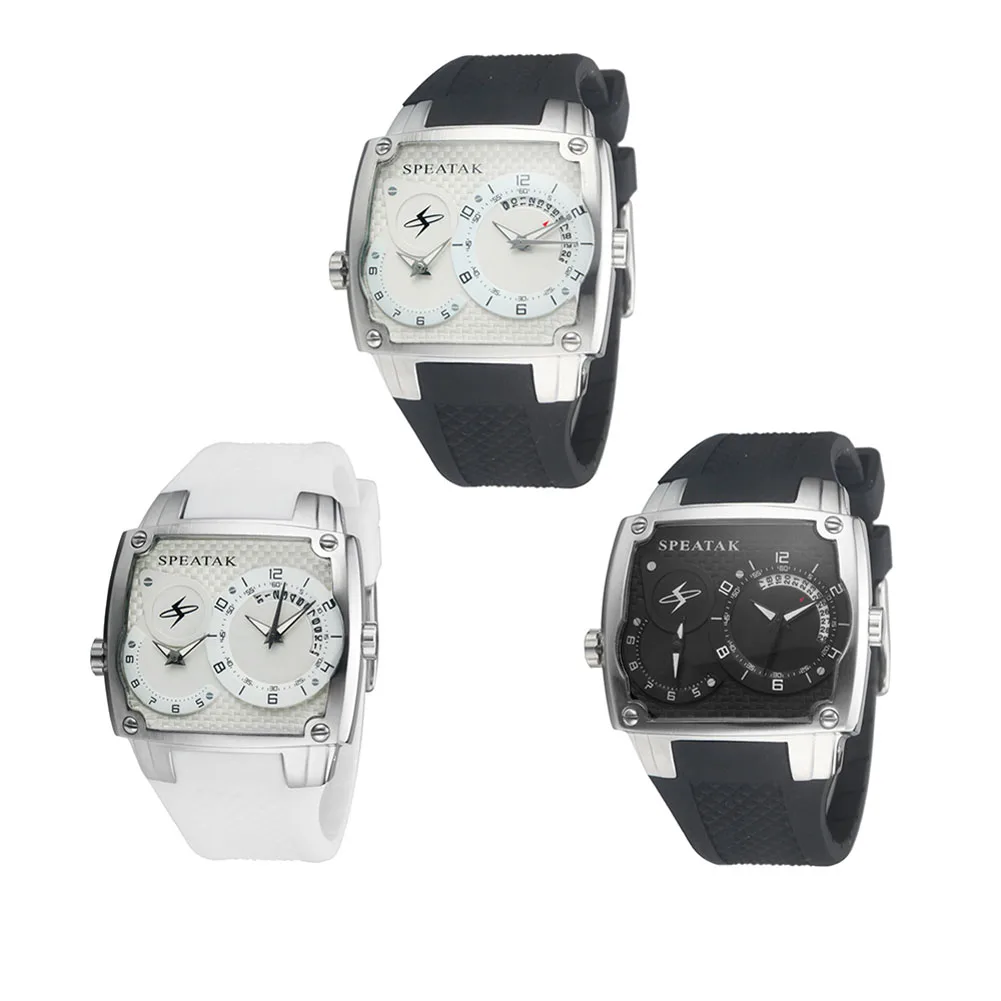 2016 Silicone Men s Wristwatch Personality Big Dials Dual Timer With Calendar Quartz Wrist Watches HB88