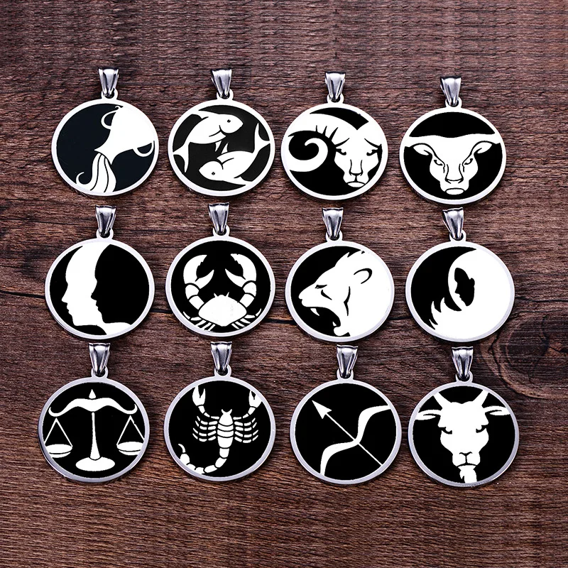 

12 Constellations Necklaces Stainless steel Aries Taurus Gemini Cancer Leo Virgo Libra Scorpio Pisces Aquarius Pendants Women