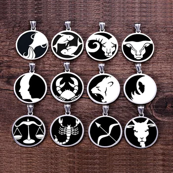 

12 Constellations Necklaces Stainless steel Aries Taurus Gemini Cancer Leo Virgo Libra Scorpio Pisces Aquarius Pendants Women