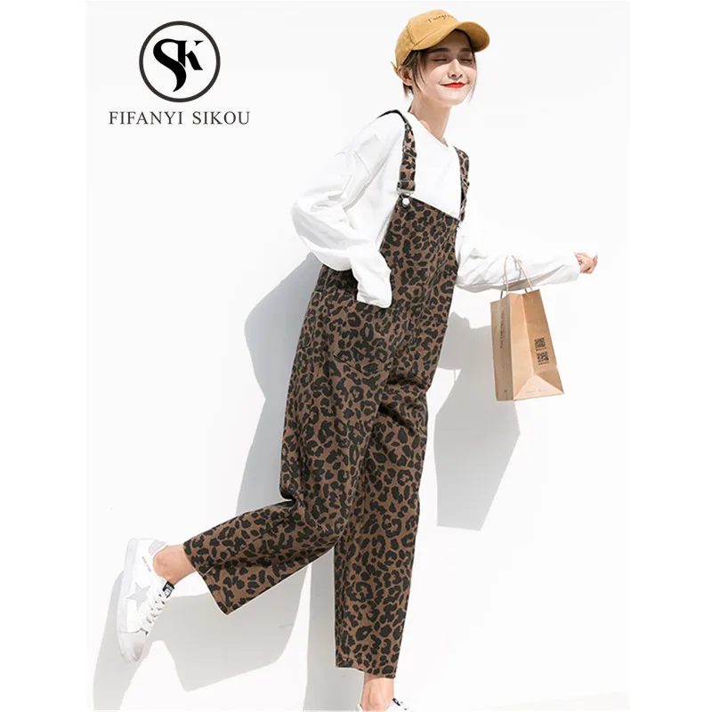 leopard denim jumpsuit