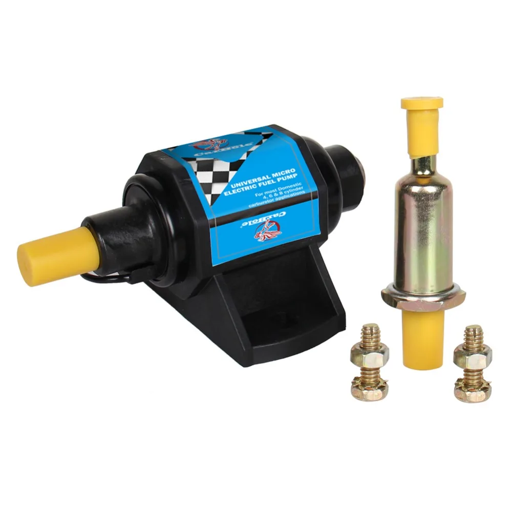 CarBole Mini Electric Fuel Pump Solid Petrol Pumps 12V 5/16 Inch 4-7 P.S.I. for 4,6& 8 Cylinder Carburetor- 2 Wire Design