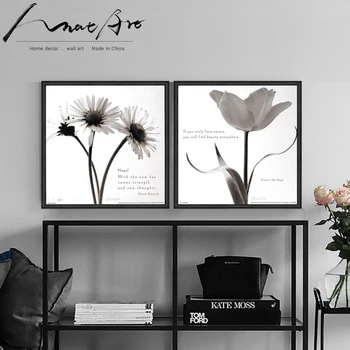 

Modern Black and white home decor Flower photography picture poster print duvar tablolar cuadros cheap modern paintings