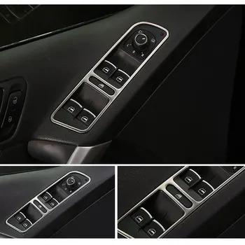 

4pcs Stainless Steel Decoration Car Window Lift Mirror Switch Button Trim Cover Kit For VW Tiguan 2010-2015 Car Styling