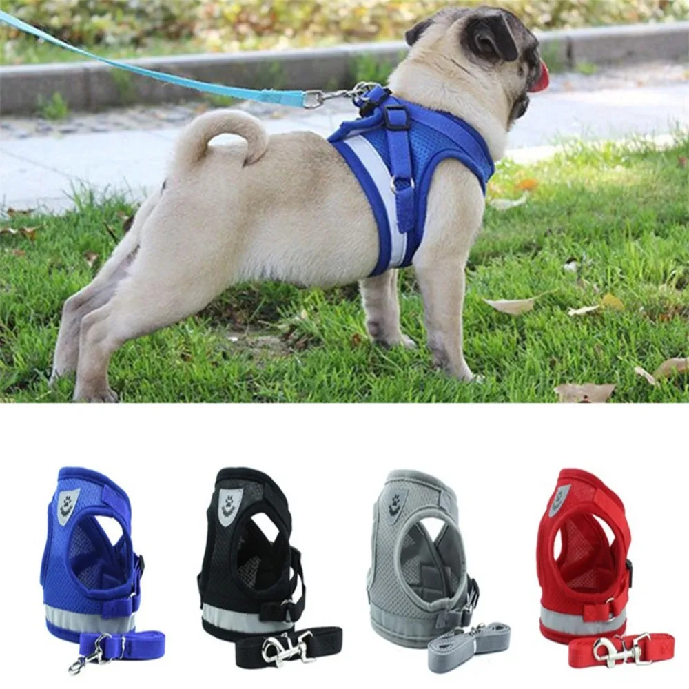

Dog Harness and Leash Set Reflective Kitten Puppy Dogs Jacket Mesh Pet Clothes For Small Dogs Pet Chihuahua Yorkies Pug