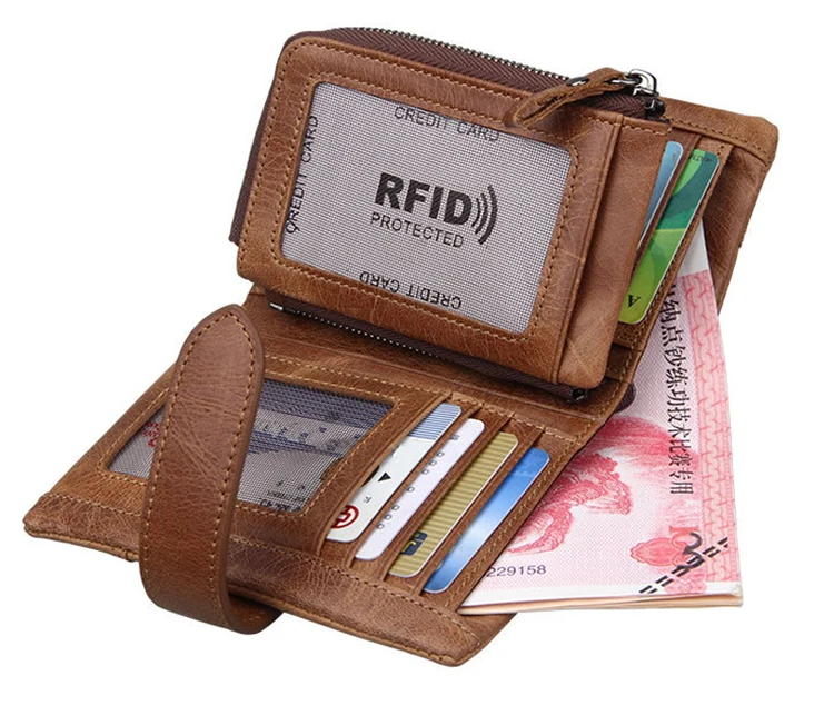 Rfid кошелек для мужчин и женщин из натуральной кожи кошельки Мужской кошелек кошельки винтажные из натуральной воловьей кожи мужские визитницы сумка для денег FB4089