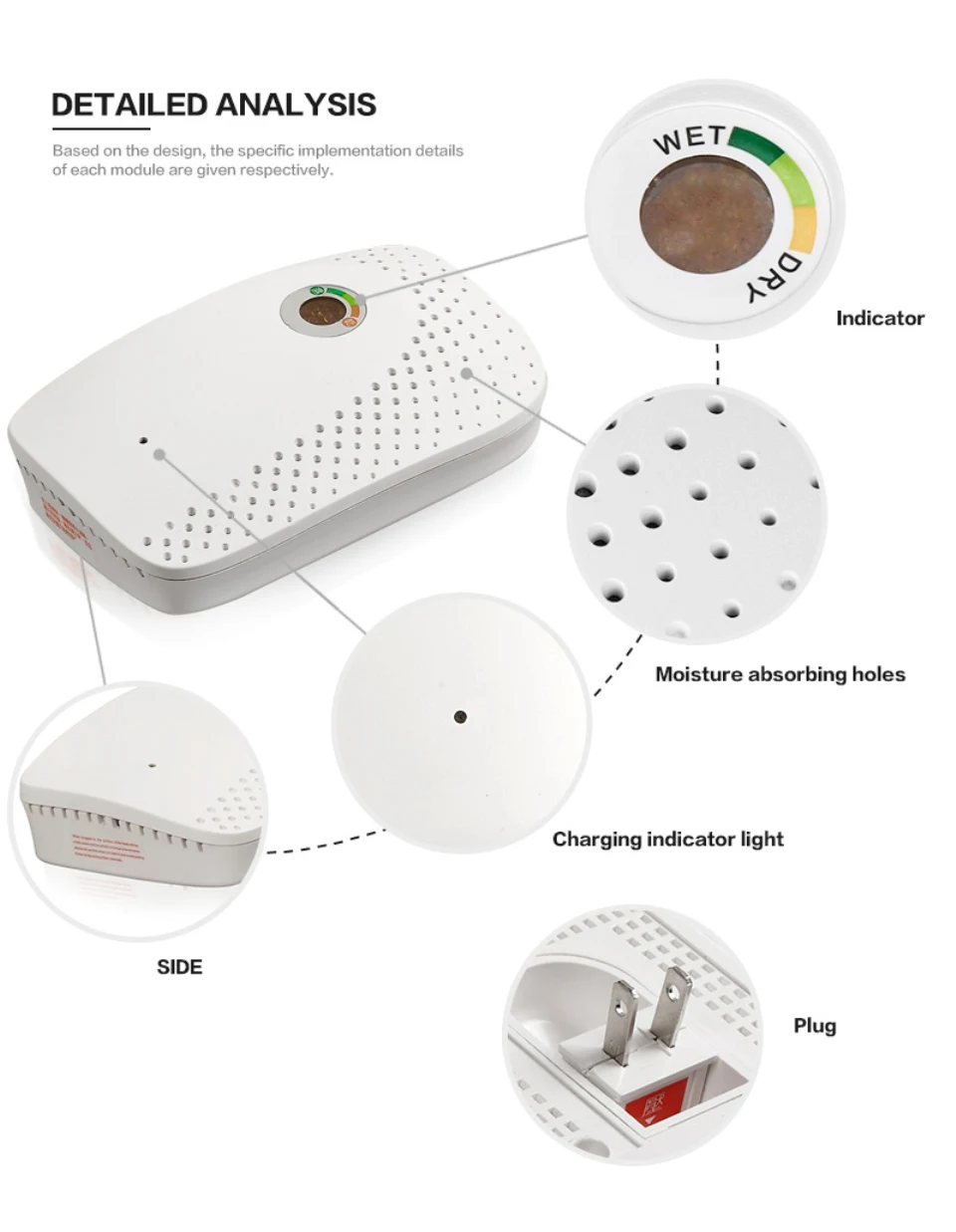 LSTACHi Mini Compatible Air Dehumidifier Energy Rechargeable Environmental Health Economical Moisture Absorbing Dryer Wardrobe