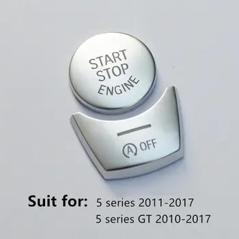 

2pcs Car Engine Power Push Start Stop 1 Button Cover Trim For BMW 5 Series GT F10 F07 F18 2011-2017 Decorairve Car Accesories