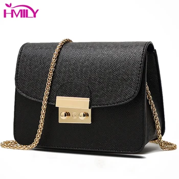 

HMILY Women Chains Messenger Bag Candy Color Female Shoulder Bag PU Leather Daily Crossbody Bag Cover Ladies Casual Bag