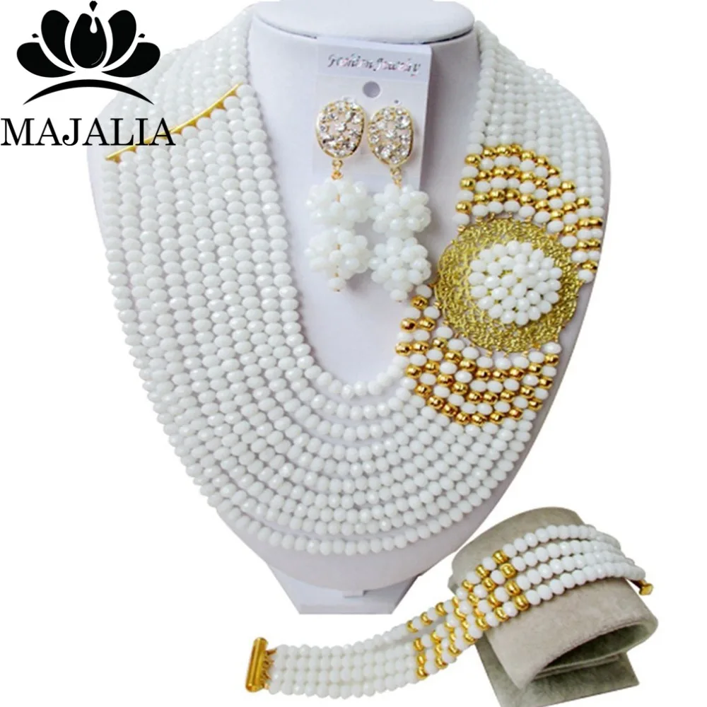 

Fashion Nigeria Wedding african beads jewelry set white Crystal necklace Bridal Jewelry sets Free shipping GG-1446