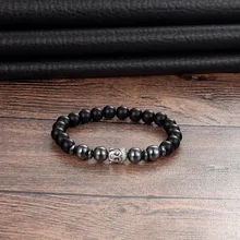 LIVVY мода супер Лава камень браслет Будда из бусин Будда камень Йога черный браслет для мужчин и женщин