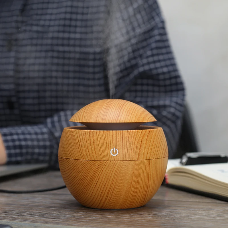  Mini Wooden Aromatherapy Humidifier Aroma Diffuser Essential Oil Diffuser Air Purifier Color Changi