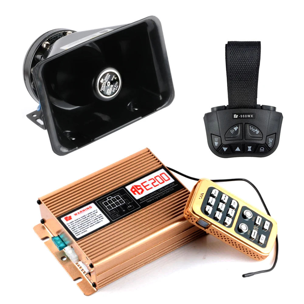 Vehicle 8 Tone Sound Alarm Car Horns 12V 200W Loud Siren Police Firemen