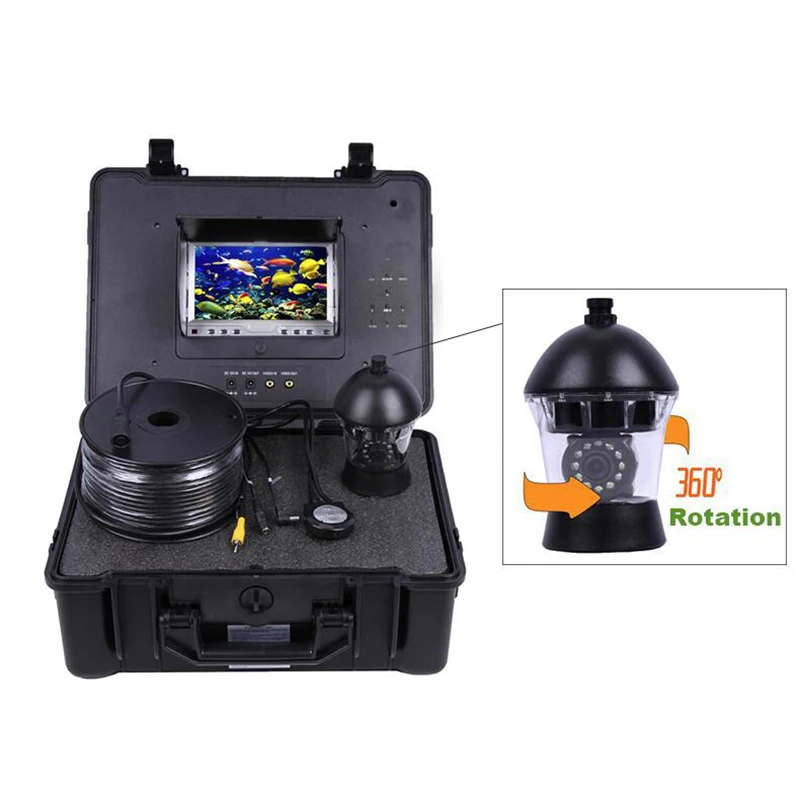 

Fishing Season 100m Cable 360 Rotation 700TVL IR Fishing Video Camera w/ 7'LCD Monitor,Remote Control,DVR Recorder,8GB SD Card
