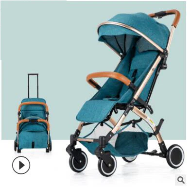 Мини-коляска для малышей, портативный складной светильник, детская коляска, костюм для лежа и сидения в, товар - Цвет: gold frame blue