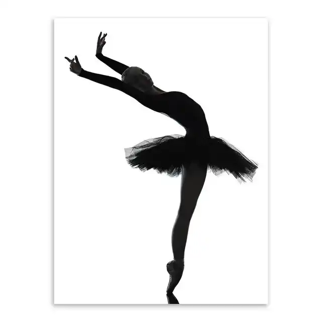 Toile Moderne Noire Et Blanche Avec Une Silhouette De Danseuse De Ballet Pour Fille Et Belle Imprimee Artistique Decor De Maison Aliexpress