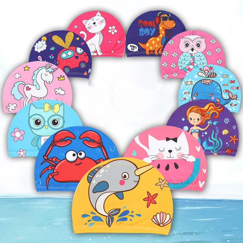 

1PC Unicorn Cartoon Children Elastic Printed Swimming Caps Sports Pool Cute Bathing Swim Hat for Children Swimming Caps