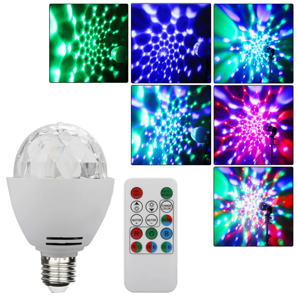 3W E27 Disco Ball Lamp RGB Rotating LED Strobe Party Bulb Stage Lights