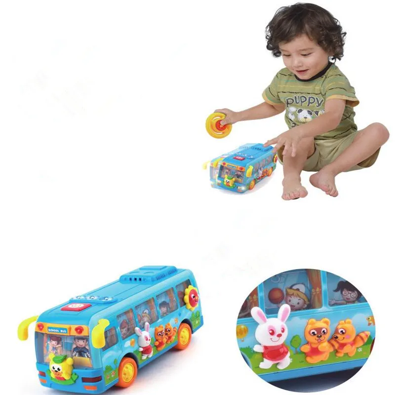 Bump  Go Shaking Musical Fun Small School Bus Toy with Flashing Lights For Kids Children (3)