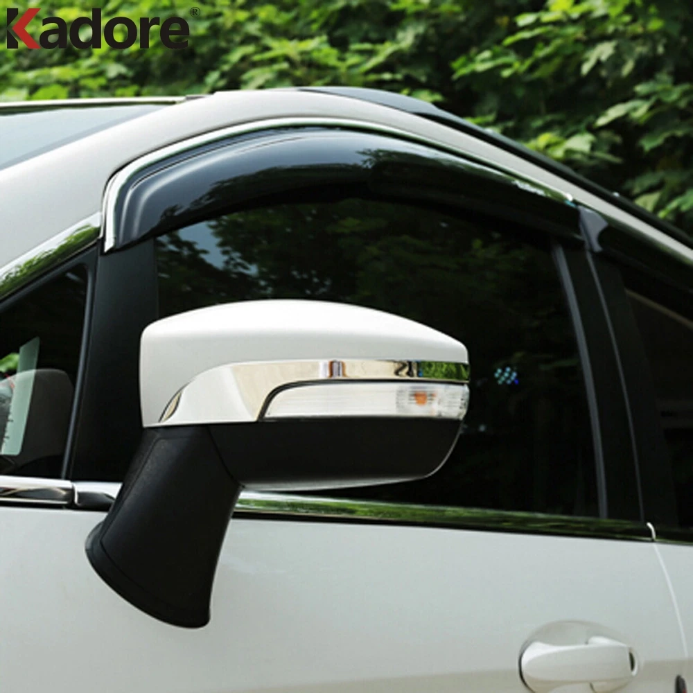 

For Ford Kuga Escape 2013 2014 2015 Rearview Mirror Rain Eyebrow Cover Trim ABS Chrome Plastic Back Mirror Protector Strips 2PCS
