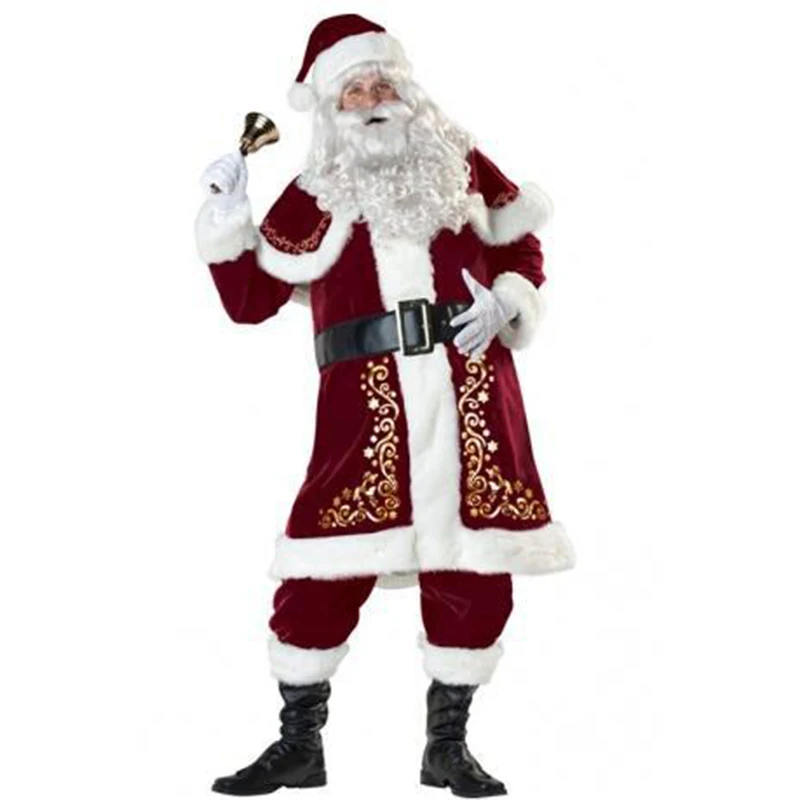 2 стиля, Рождественский костюм Санта-Клауса для мужчин, маскарадный комплект одежды для взрослых, зеленый праздничный костюм эльфа Санта-Клауса - Цвет: Red Style